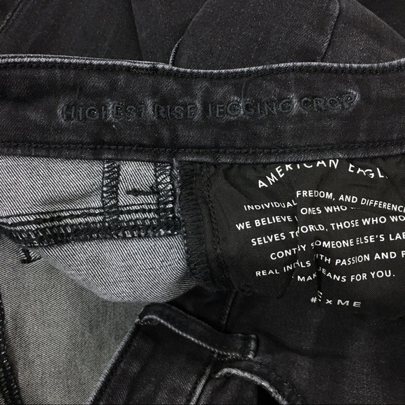 AMERICAN EAGLE Jeans Highest Rise Jegging Crop Faded Black Wash Size 4 Regular - Picture 9 of 15